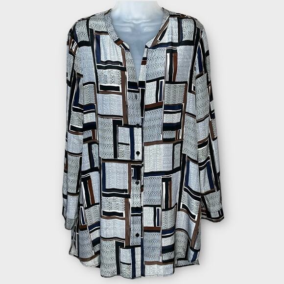 NIC + ZOE Silk & Viscose Falling Cube Tunic Blouse from Texas by Ciao Sz Medium - Picture 1 of 6